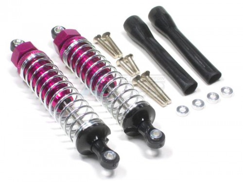 GPM Racing Plastic Ball Top Damper (90mm) With 1.2mm Coil Spring & Dust-proof Black Plastic Cover & Washers & Screws - 1pr Set Pink