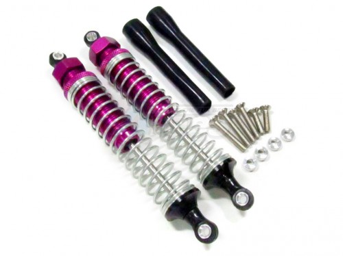 GPM Racing Plastic Ball Top Damper (105mm) With 1.2mm Coil Spring & Dust-proof Black Plastic Cover & Washers & Screws - 1pr Set Pink