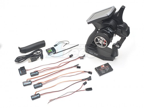 Fly Sky Flysky FS-iT4S 2.4Ghz LCD Touch Screen 4CH AFHDS 2 RC Car Boat Radio System Transmitter - 1 Set Gun Metal