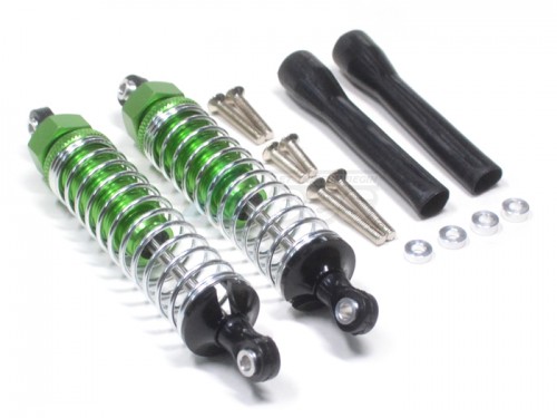GPM Racing Plastic Ball Top Damper (90 mm) With 1.2mm Coil Spring & Dust-Proof Black Plastic Cover & Washers & Screws 1 Pair Set Green