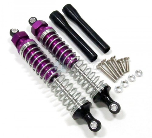 GPM Racing Plastic Ball Top Damper (105mm) With 1.2mm Coil Spring & Dust-proof Black Plastic Cover & Washers & Screws - 1pr Set Purple