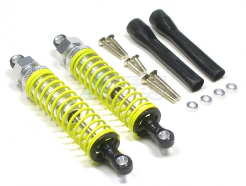 GPM Racing Plastic Ball Top Damper (90 mm) With 1.2mm Coil Spring & Dust-Proof Black Plastic Cover & Washers & Screws 1 Pair Set Silver