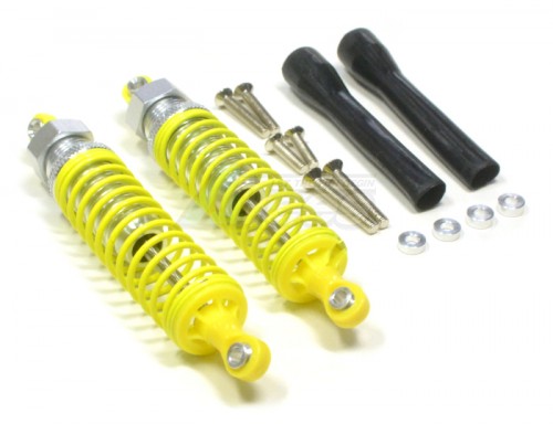 GPM Racing Plastic Ball Top Damper (90 mm) With 1.2mm Coil Spring & Dust-Proof Black Plastic Cover & Washers & Screws 1 Pair Set Silver