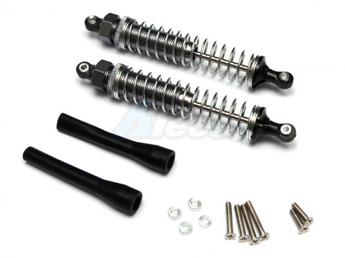 GPM Racing Plastic Ball Top Damper (105mm) With 1.2mm Coil Spring & Dust-proof Black Plastic Cover & Washers & Screws - 1pr Set Gun Metal