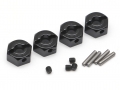 Miscellaneous All 12mm Aluminum Wheel Hex (5mm Wide) Adaptor w/ Steel Pin & Set Screw (4) Black by Boom Racing