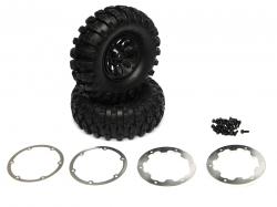 Miscellaneous All 1/10 Crawler 10-hole Wheel & Tire Set 108MM Black by Boom Racing