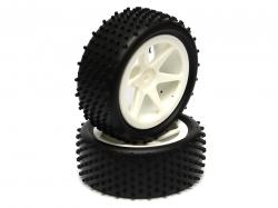 Miscellaneous All 1/10 Buggy 6-spoke Tire Set - Front(1 Pair) White by Boom Racing