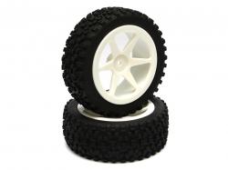 Miscellaneous All 1/10 Buggy 6-spoke Tire Set - Rear(1 Pair) White by Boom Racing