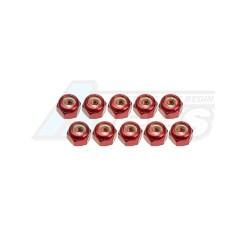 Miscellaneous All 3mm Aluminum Lock Nuts (10 Pcs) - Red  by 3Racing