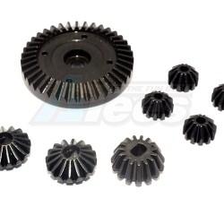 Tamiya TT-02 Steel Ring Gear & Bevel Gear - 8Pcs Set (For TT02 / TT02B) Black by GPM Racing