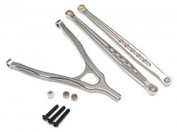 Axial SCX10 Aluminum Front Lower Chassis Linkage and Upper Y-Arm - 1 Set Silver by Boom Racing
