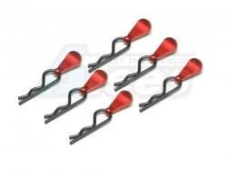 Miscellaneous All Body Clips + Aluminium Mount For 1/5 To 1/8 Models - 6Pcs Set Red by GPM Racing