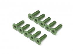 Miscellaneous All Aluminum 7075 M3x10 Hex Socket Flat Head Screws Bolts (10) Green by Boom Racing