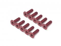 Miscellaneous All Aluminum 7075 M3x10 Hex Socket Flat Head Screws Bolts (10) Red by Boom Racing