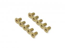 Miscellaneous All Gold Anodized Alloy M3x6 Hex Socket Flat Head Screws Bolts  (10) by Boom Racing