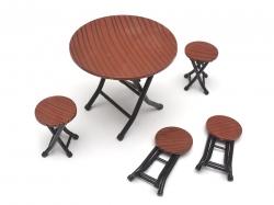 Miscellaneous All Scale Accessories Old School Round Folding Table and Chair set by Team Raffee Co.