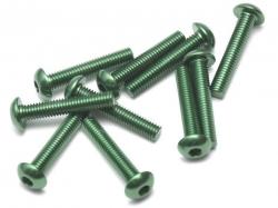 Miscellaneous All Aluminum 7075 M3x16 Hex Socket Button Head Screws Bolts (10) Green by Boom Racing