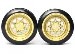 Miscellaneous All Classic Fake Tire Wall Wheel Set (2Pcs) Gold For 1/10 RC Car (3mm Offset) by Team Raffee Co.