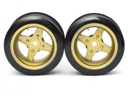 Miscellaneous All Classic Fake Tire Wall Wheel Set (2Pcs) Gold For 1/10 RC Car (6mm Offset) by Team Raffee Co.