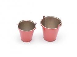 Miscellaneous All RC Scale Accessories - Iron Bucket Small & Large 1 Pair Red by Team Raffee Co.
