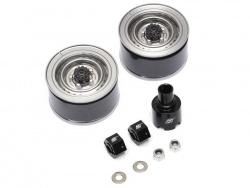 Miscellaneous All 1.55 Yota LC70 Stock Steelie Beadlock Wheels Front (2) Gun Metal by Boom Racing