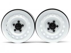 Miscellaneous All 1.9 Badass Classic 16-Hole Steelie & CNC Aluminum Beadlock Wheels W/ Center Hubs (Rear) 2pcs White by Boom Racing