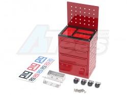 Miscellaneous All 1/10 4-Drawer Aluminum Mobile Tool Storage Cart 106x50x68mm Red by Pig Studio