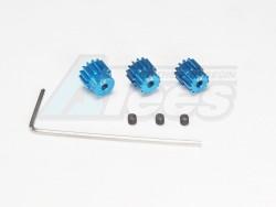 Team Losi Mini-T Aluminum Motor Gear (13,14,15T) W/ Hex Wrench Set Blue by GPM Racing