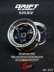 Miscellaneous All Drift Element Wheel - Adj. Offset (2) / Hi Gloss 2K Black Face Chrome Lip w/ Gold Rivets by DS Racing