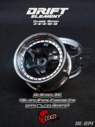 Miscellaneous All Drift Element Wheel - Adj. Offset (2) / Hi Gloss 2K Black Face Chrome Lip w/ Black Rivets by DS Racing