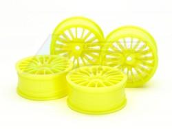 Miscellaneous All RC 24MM Med-Narrow 18Sp Wheels Yellow/Offset 0 (4Pcs) by Tamiya