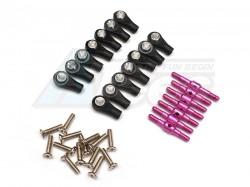 HPI RS4 3 Aluminum Completed Tie Rod With Screws- 7pcs Set Purple Rods Black Ends by GPM Racing
