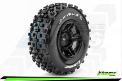 Traxxas Slash SC-ROCK 1/10 Short Course Wheel + Tire Set Mounted Soft (Black) for SLASH 2WD Front by Louise RC
