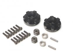 Miscellaneous All ProBuild™ XT500 6-Lug Aluminum 12mm Wheel Pin Hub Adapters 0MM Offset (2) Black by Boom Racing