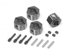 Miscellaneous All ProBuild™ VT8 Aluminum 12mm Hex (for 6mm Shaft) 8mm Wide w/ Pin Screws & Set Screws with Pins (4) Black by Boom Racing