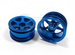 Team Losi Mini-T Aluminum Front Narrow Flat Rims (6 Poles) -1 Pair Blue by GPM Racing