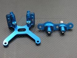 Team Associated RC10B4 Aluminum Mount Connector For Front Shock Tower + Aluminum Plate Steering Cap Blue by GPM Racing