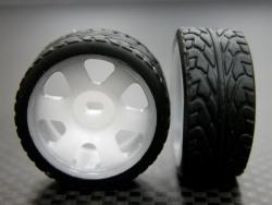 Kyosho Mini-Z AWD Delrin Rear Wide Ridge Rims (6p, 1.0mm Off Set, Width 11mm) - 1pr White by GPM Racing