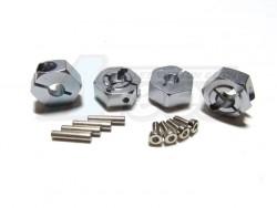 Tamiya TT-01 Aluminum Wheel Hex Drive Adaptor With Pins & Screws 4 Pcs Set Silver by GPM Racing