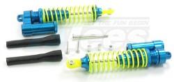 Team Associated Monster GT Aluminum Big Bore Piggyback PRO Adjustable Front / Rear Shocks 100mm (L-shape A) Downward 1 Pair Blue (Yellow Springs, Yellow Ends) by GPM Racing