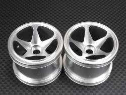 Team Associated RC18T Aluminum Front or Rear Standard 3d Sinkage Rims (5 Poles) -1 Pair Silver by GPM Racing
