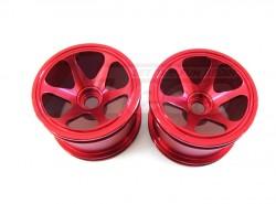 Team Losi Mini-Baja Aluminum Front 3D Sinkage Rims (6 Poles) 1 Pair Red by GPM Racing