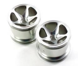 Team Associated RC18T Aluminum Rear Standard 3d Sinkage Rims (6 Poles) -1 Pair Silver by GPM Racing