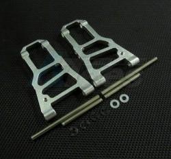 Tamiya TB02 Aluminum Front Lower Arm With 2.5mm E-clips & Steel Pins & Delrin Collars - 1pr Set Silver by GPM Racing