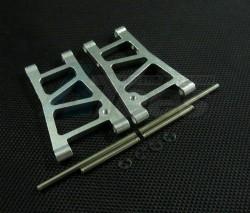 Tamiya TB02 Aluminum Rear Lower Arm With 2.5mm E-clips & Steel Pins & Delrin Collars - 1pr Set Silver by GPM Racing