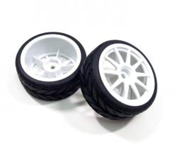 Miscellaneous All 1/10 Mounted Star Wheel & Tire(2) - White White by Boom Racing