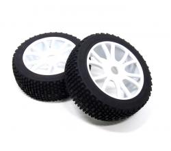 Miscellaneous All 1/8 Buggy Wheel & Tire Set 12-spoke Pattern 2 (2) With Molded Inserts White by Boom Racing