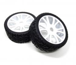 Miscellaneous All 1/8 Buggy Wheel & Tire Set 12-spoke Pattern 3 (2) With Molded Inserts White by Boom Racing
