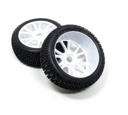 Miscellaneous All 1/8 Buggy Wheel & Tire Set 12-spoke Pattern 4 (2) With Molded Inserts White by Boom Racing