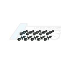 3Racing Sakura Zero Aluminum 4.8MM Ball Stud L=6 (10 pcs) - Black by 3Racing